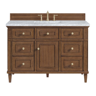 48 Inch Lorelai Freestanding Vanity in Mid-Century Walnut / Carrara White Top