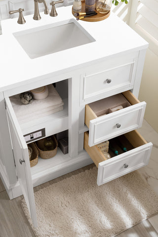 37.25 Inch De Soto Freestanding Vanity in Bright White / White Zeus Top