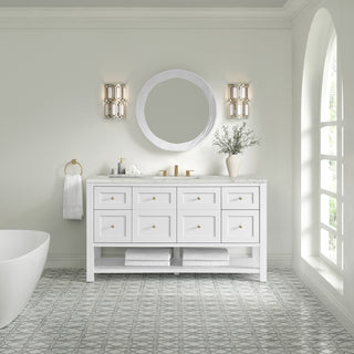60 Inch Breckenridge Freestanding Vanity in Bright White / Victorian Silver Top