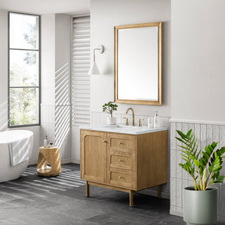 36 Inch Laurent Dual Mount Vanity in Light Natural Oak / Ethereal Noctis Top