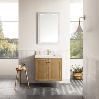 30 Inch Laurent Dual Mount Vanity in Light Natural Oak / White Zeus Top