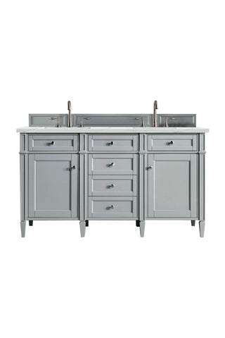 60 Inch Brittany Freestanding Vanity in Urban Gray / Ethereal Noctis Top