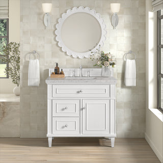 36 Inch Lorelai Freestanding Vanity in Bright White / Eternal Jasmine Pearl Top
