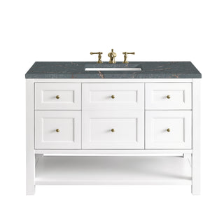 48 Inch Breckenridge Freestanding Vanity in Bright White / Parisien Bleu Top