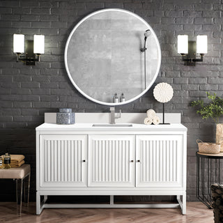 60 Inch Athens Dual Mount Vanity in Glossy White / White Zeus Top