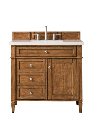36 Inch Brittany Freestanding Vanity in Saddle Brown / White Zeus Top