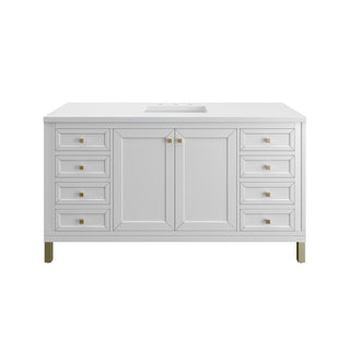 60 Inch Chicago Freestanding Vanity in Glossy White / White Zeus Top