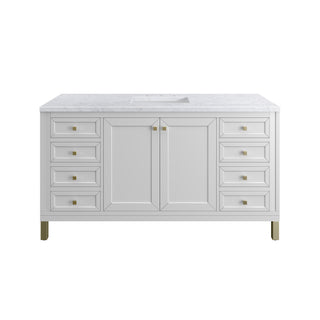 60 Inch Chicago Freestanding Vanity in Glossy White / Carrara White Top