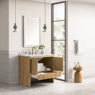 36 Inch Hudson Freestanding Vanity in Light Natural Oak / Arctic Fall Top