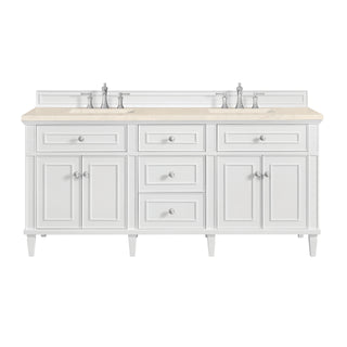 72 Inch Lorelai Freestanding Vanity in Bright White / Eternal Marfil Top