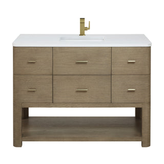 48 Inch Lucian Freestanding Vanity in Pebble Oak / White Zeus Top