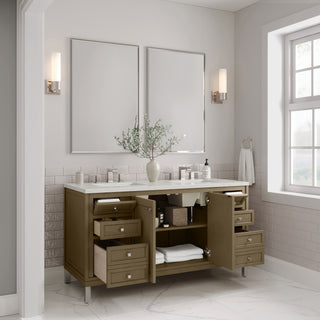 60 Inch Chicago Freestanding Vanity in Walnut Whisper / Lime Delight Top
