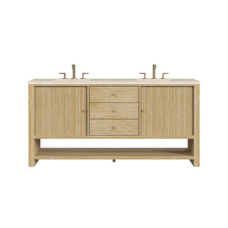 72 Inch Marigot Freestanding Vanity in Sunwashed Oak / Eternal Marfil Top