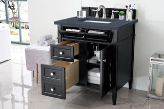 30 Inch Brittany Freestanding Vanity in Black Onyx / Charcoal Soapstone Top