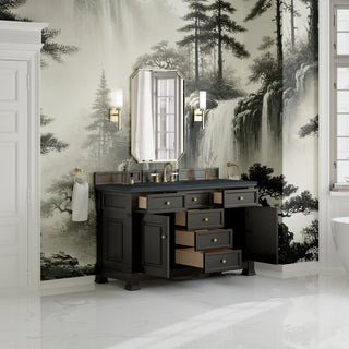 60 Inch Brookfield Freestanding Vanity in Black Onyx / Charcoal Soapstone Top