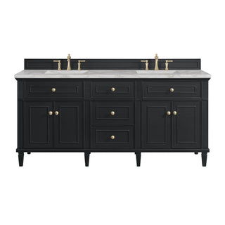 72 Inch Lorelai Freestanding Vanity in Black Onyx / Victorian Silver Top