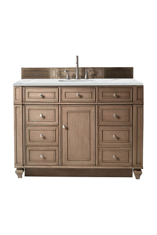 48 Inch Bristol Freestanding Vanity in Whitewashed Walnut / Ethereal Noctis Top