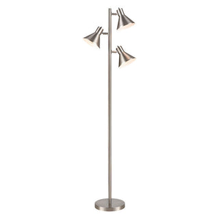 Tall Three Light Floor Lamp in Nickel Finish