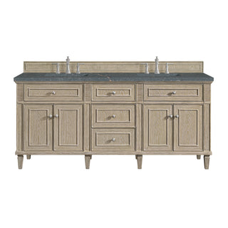 72 Inch Lorelai Freestanding Vanity in Whitewashed Oak / Parisien Bleu Top