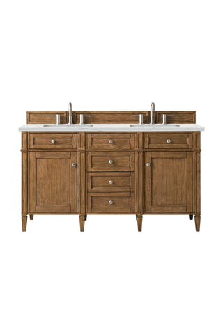 60 Inch Brittany Freestanding Vanity in Saddle Brown / Ethereal Noctis Top