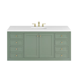 60 Inch Chicago Freestanding Vanity in Smokey Celadon / White Zeus Top