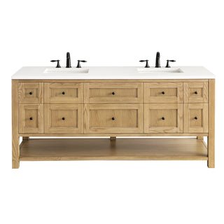 72 Inch Breckenridge Freestanding Vanity in Light Natural Oak / White Zeus Top