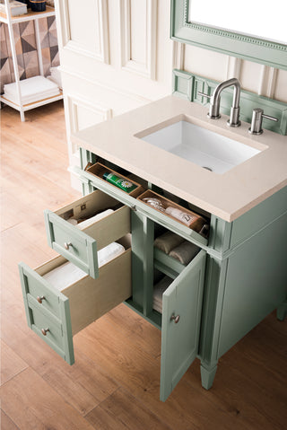 30 Inch Brittany Freestanding Vanity in Sage Green / Eternal Marfil Top