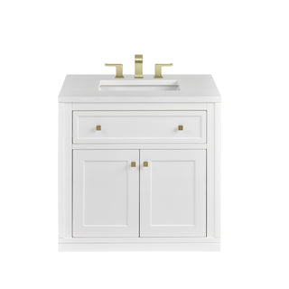 30 Inch Chicago Freestanding Vanity in Glossy White / White Zeus Top
