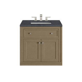 30 Inch Chicago Freestanding Vanity in Walnut Whisper / Charcoal Soapstone Top