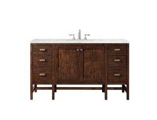 60 Inch Addison Freestanding Vanity in Mid-Century Acacia / Eternal Jasmine Pearl Top