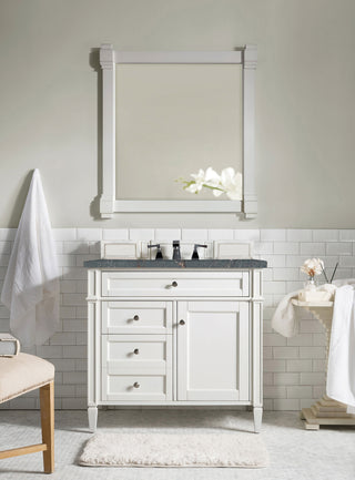 36 Inch Brittany Freestanding Vanity in Bright White / Parisien Bleu Top