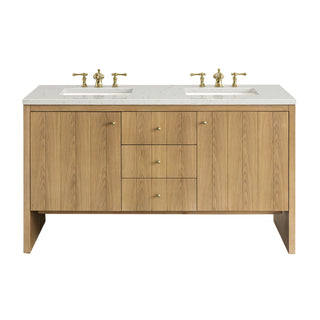 60 Inch Hudson Freestanding Vanity in Light Natural Oak / Lime Delight Top