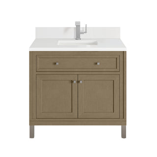 36 Inch Chicago Freestanding Vanity in Walnut Whisper / White Zeus Top