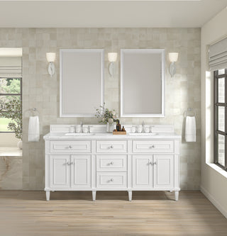 72 Inch Lorelai Freestanding Vanity in Bright White / White Zeus Top