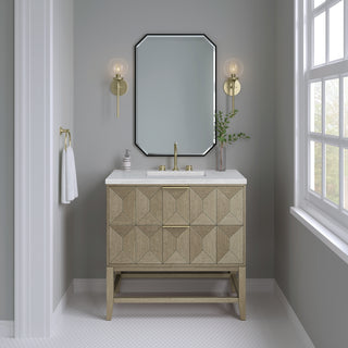 36 Inch Emmeline Freestanding Vanity in Pebble Oak / Arctic Fall Top