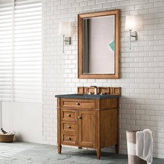 30 Inch Brittany Freestanding Vanity in Saddle Brown / Parisien Bleu Top