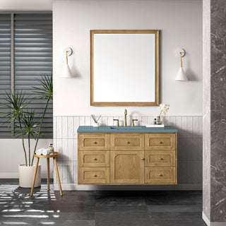 48 Inch Laurent Dual Mount Vanity in Light Natural Oak / Cala Blue Top