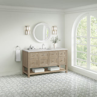 60 Inch Breckenridge Freestanding Vanity in Whitewashed Oak / Eternal Jasmine Pearl Top