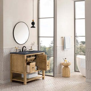 36 Inch Breckenridge Freestanding Vanity in Light Natural Oak / Charcoal Soapstone Top