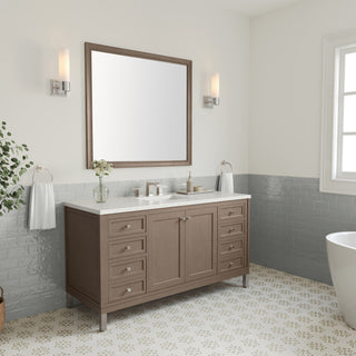 60 Inch Chicago Freestanding Vanity in Walnut Whisper / Lime Delight Top