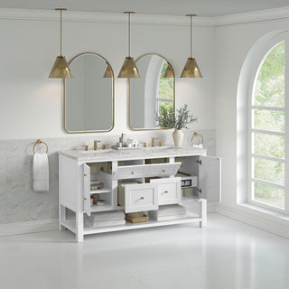 60 Inch Breckenridge Freestanding Vanity in Bright White / Eternal Jasmine Pearl Top