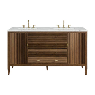 60 Inch Myrrin Freestanding Vanity in Mid-Century Walnut / Ethereal Noctis Top