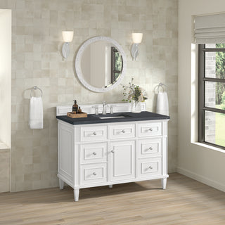 48 Inch Lorelai Freestanding Vanity in Bright White / Charcoal Soapstone Top