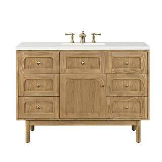 48 Inch Laurent Dual Mount Vanity in Light Natural Oak / White Zeus Top