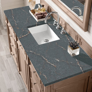 60 Inch Bristol Freestanding Vanity in Whitewashed Walnut / Parisien Bleu Top