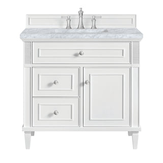 36 Inch Lorelai Freestanding Vanity in Bright White / Carrara White Top