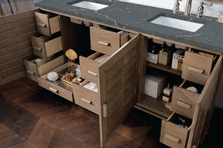 72 Inch Portland Freestanding Vanity in Whitewashed Walnut / Parisien Bleu Top