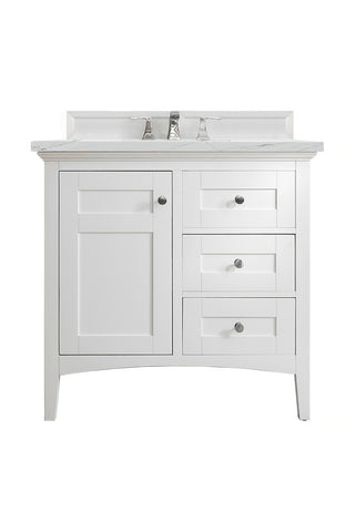 36 Inch Palisades Freestanding Vanity in Bright White / Ethereal Noctis Top