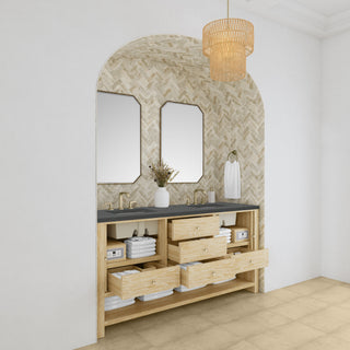 72 Inch Marigot Freestanding Vanity in Sunwashed Oak / Charcoal Soapstone Top
