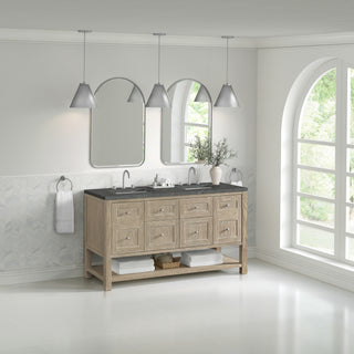 60 Inch Breckenridge Freestanding Vanity in Whitewashed Oak / Parisien Bleu Top